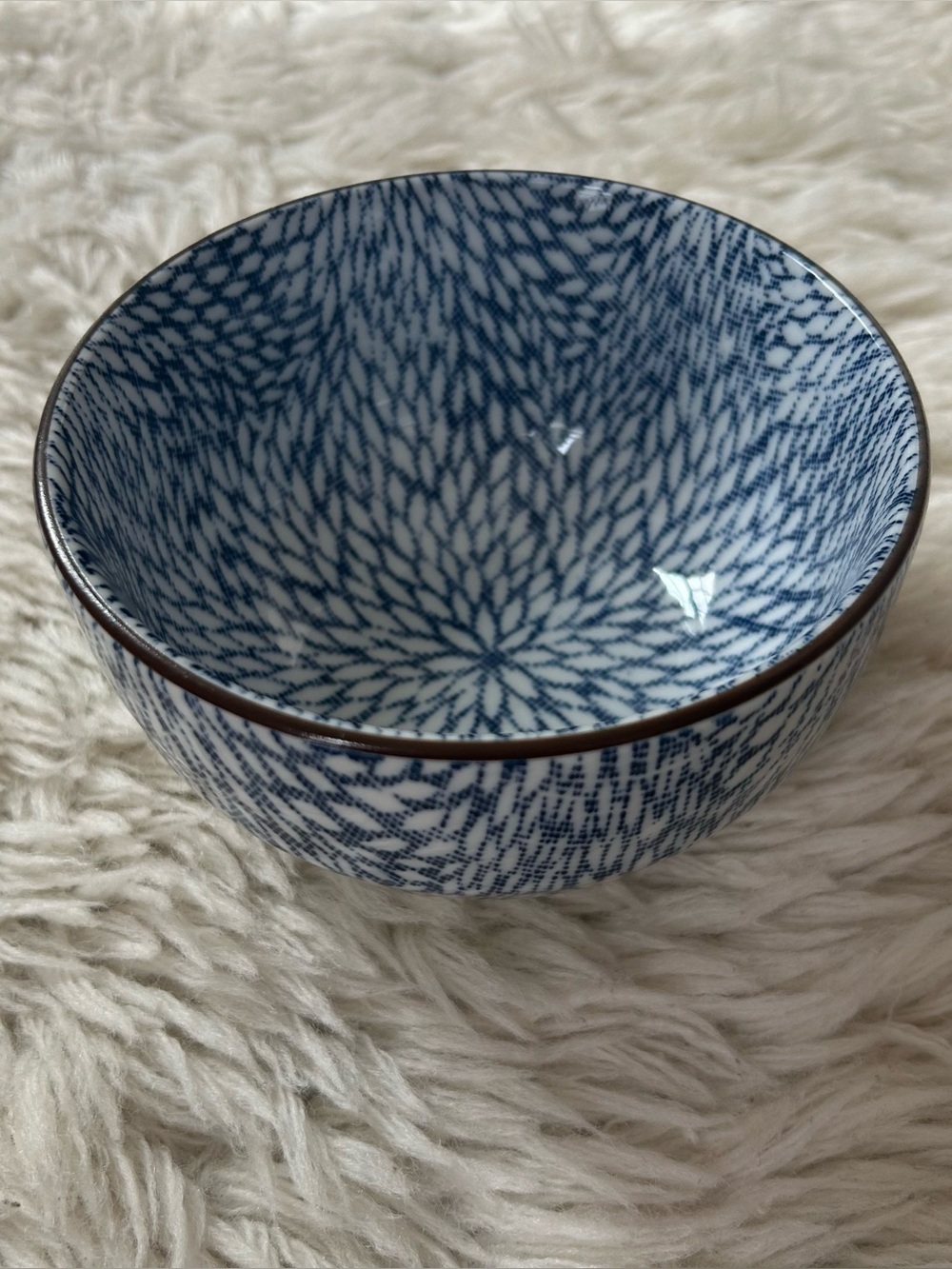 Miya Aizome Mums 5" Soup Bowl Ramen - Blue & White - Ceramic Home Decor Accents